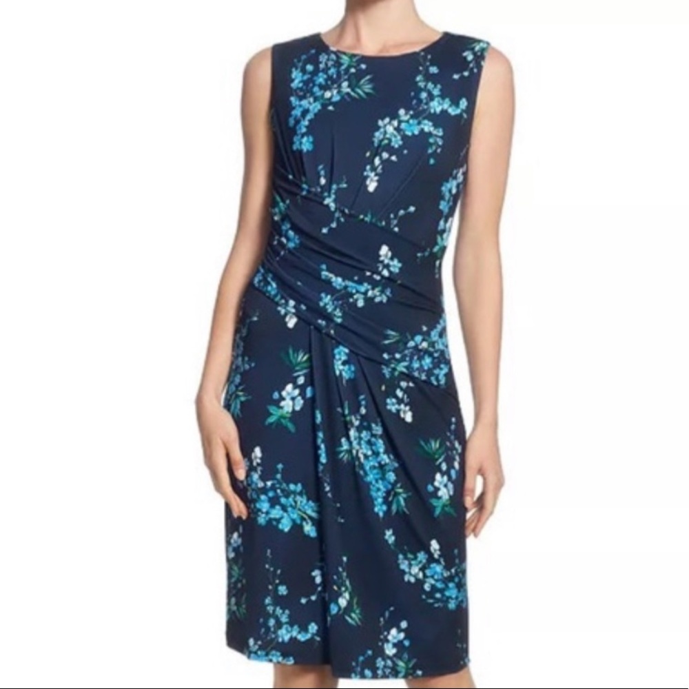 T Tahari Floral Draped Dress
